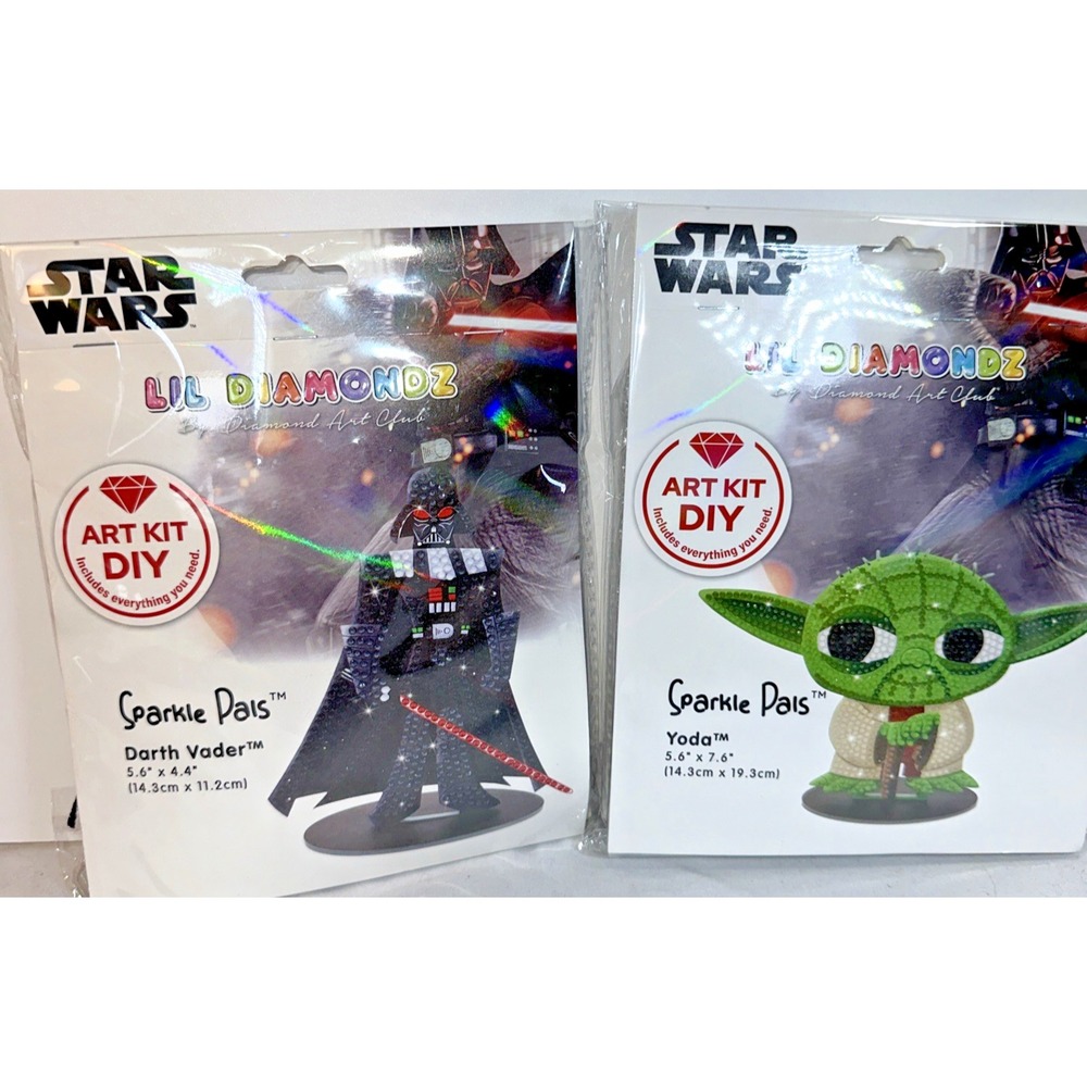 Star Wars Lil Diamondz Sparkle Pals Diamond Art Club Kit Lot 2 Yoda/Darth Vader